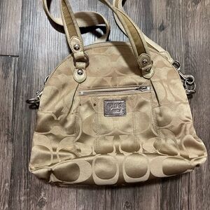 Coach Tan Shoulder Bag with Signature Design